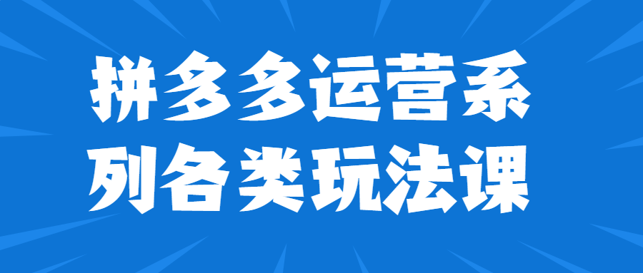 拼多多运营系列各类玩法课 - 吾爱软件库