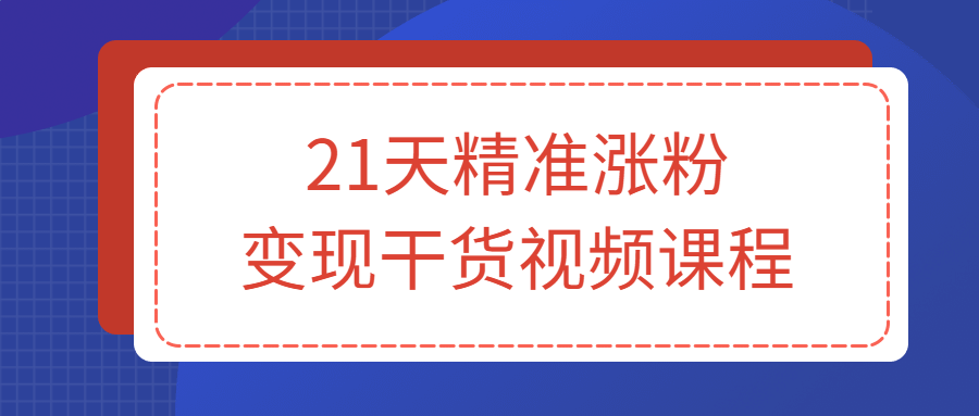 21天精准涨粉变现干货视频课程 - 吾爱软件库