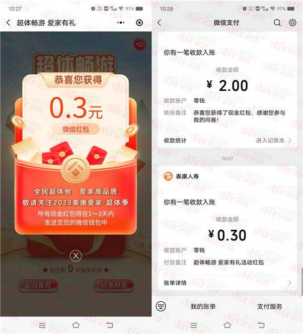 泰康E保超体畅游爱家有礼抽随机微信红包 亲测中0.6元 - 吾爱软件库